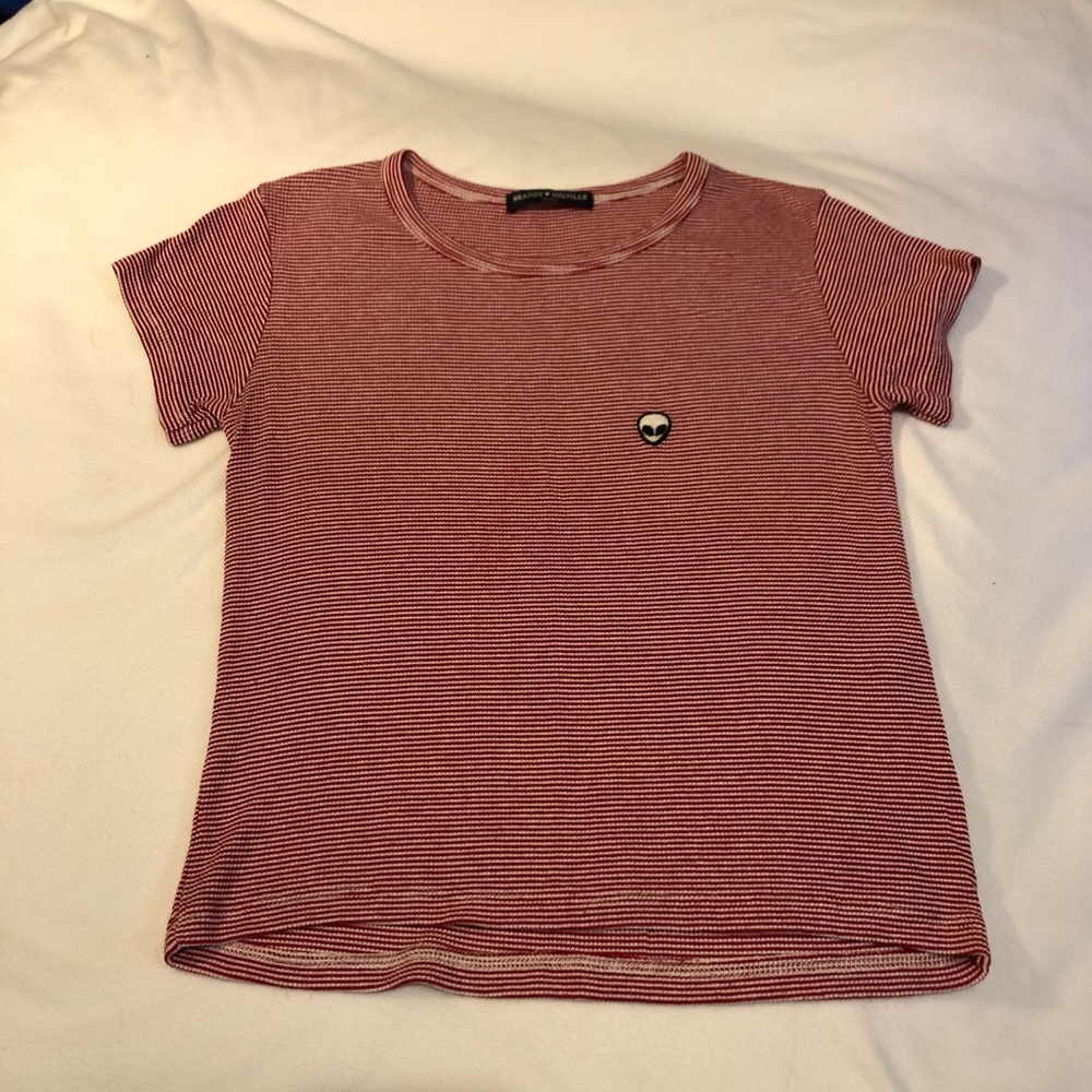 Brandy Melville Red and White Striped Crop Top